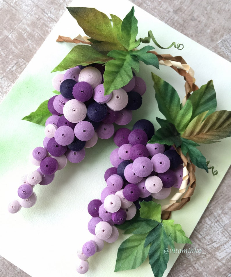Quilling art. Miniature paper grape. Kitchen wall decor. Etsy