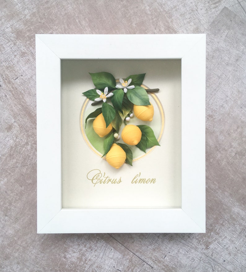 Lemon Wall Decor Paper Art Kitchen Decor Fruit Shadow Box Etsy