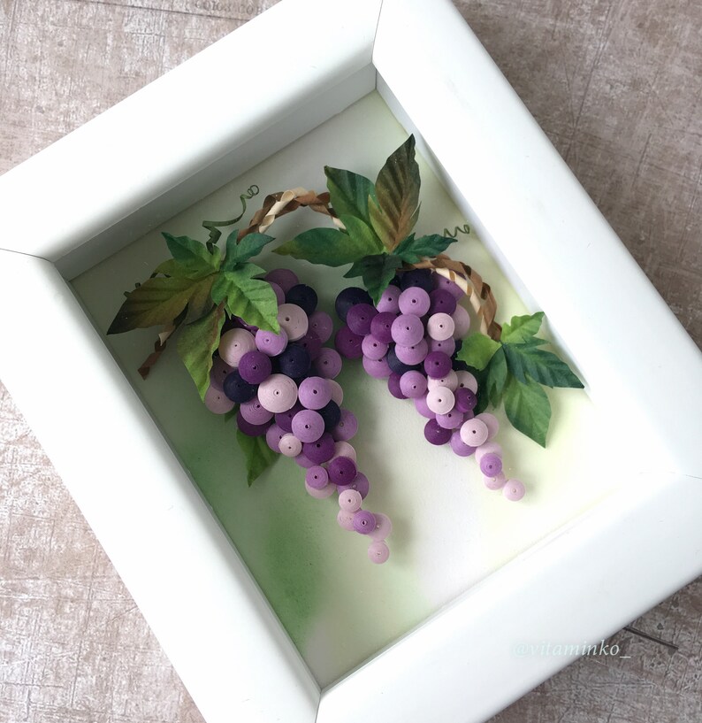 Quilling art. Miniature paper grape. Kitchen wall decor. Etsy