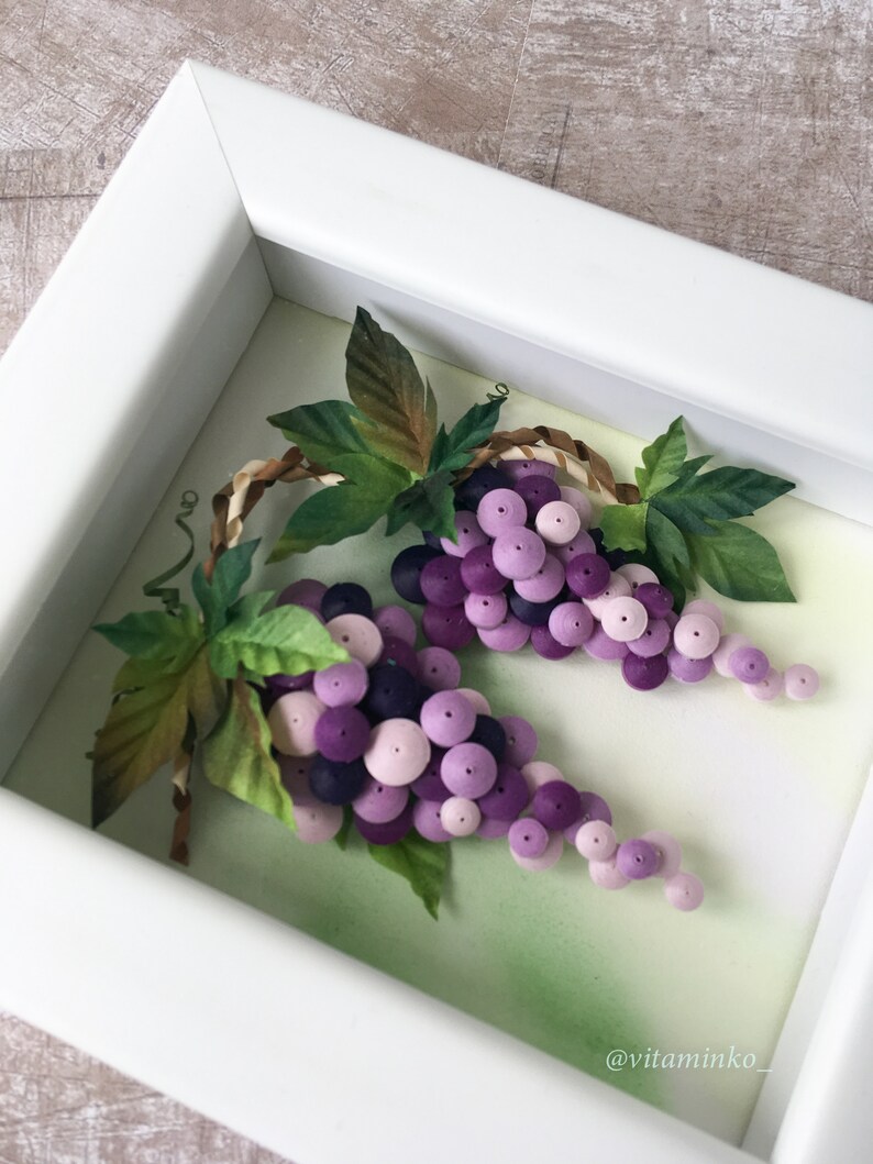 Quilling art. Miniature paper grape. Kitchen wall decor. Etsy