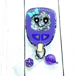 Glucose meter badge reel, Glitter badge reel, Glucometer badge holder, Nurse badge Holder, Diabetic badge reel, Endocrinologist