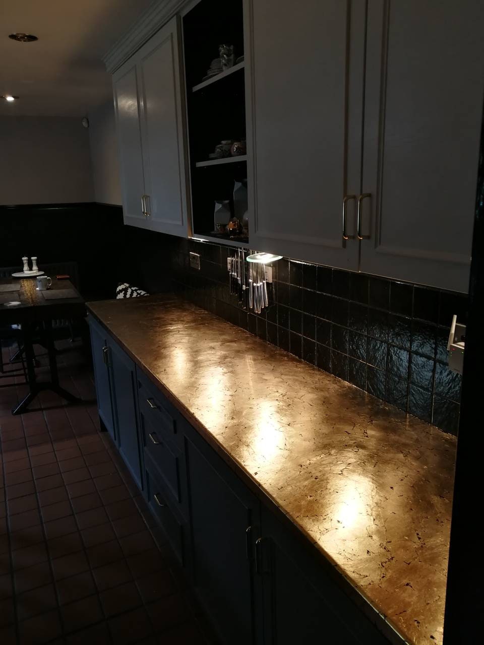 Gold brass or copper leaf kitchen worktop sealed with resin Etsy