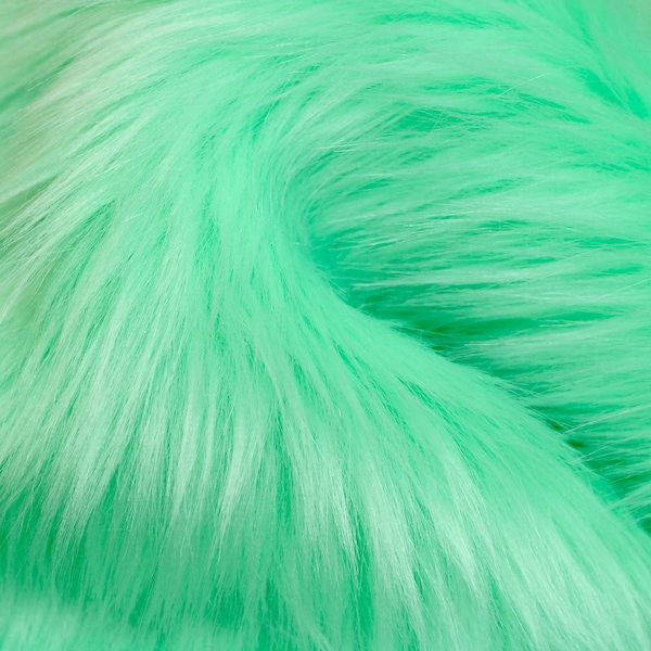 MINT GREEN Faux Fur by Trendy Luxe, 2" Pile Faux Fur Fabric, Pastel Colored Shaggy Fur Fabric, DIY Easter Decoration Material