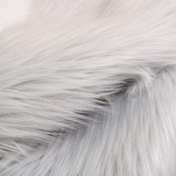 LIGHT GRAY Faux Fur by Trendy Luxe, 2" Pile Faux Fur Leather Sheets, Grey Vegan Animal Fur, Shaggy Long Pile Fabric, DIY Supplies