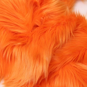 ORANGE Faux Fur by Trendy Luxe, 2" Pile Shaggy Faux Fur, Pre-Cut Fur Squares, DIY Pillow Craft Fursuit Gnome Beard Supplies