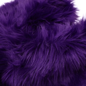 DARK PURPLE Faux Fur, 2" Pile Faux Fur Fabric, Pre-Cut Fur Squares, Shaggy Long Pile Fabric, Pom Pom Pillow DIY Craft Supplies
