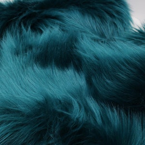 TEAL BLUE Faux Fur by Trendy Luxe, 2" Pile Faux Fur Fabric, Shaggy Long Pile Fabric, DIY Fursuit Craft Pillow Craft Supplies