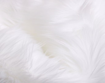 Fausse fourrure blanche par Trendy Luxe, fausse fourrure de 5 cm de long, tissu hirsute long prédécoupé par mètre, accessoire de coussin Fursuit, accessoires de bricolage