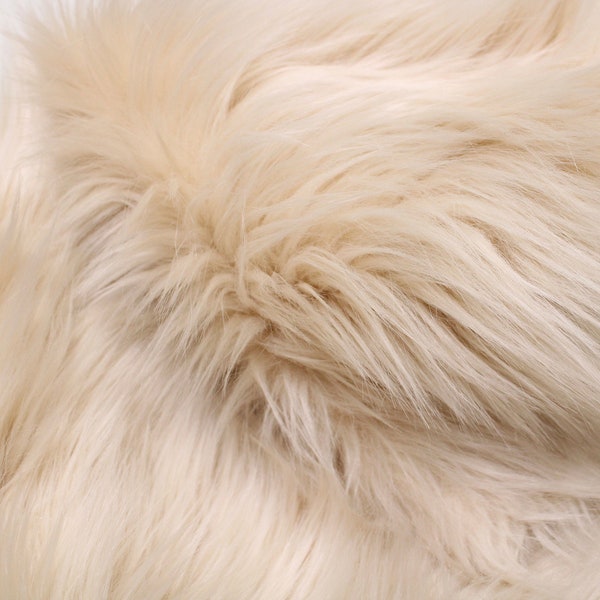 FRENCH VANILLA Faux Fur by Trendy Luxe, 2" Pile Faux Fur, Vegan Animal Fur, Costume Photo Prop, Shaggy Long Pile Fabric, DIY Craft Supplies