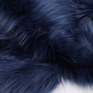 NAVY BLUE Faux Fur by Trendy Luxe, 2" Pile Faux Fur Fabric, Vegan Animal Fur, Pre-Cut Squares, Shaggy Long Pile Fabric, DIY Crafts
