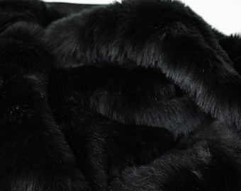 LUXURY SHORT BLACK Faux Fur by Trendy Luxe, 1" Short Pile Faux Fur, Pre-Cut Fur Fabric, Fursuit Pillow Photo Prop Gnome Supplies