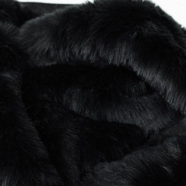 LUXURY SHORT BLACK Faux Fur by Trendy Luxe, 1" Short Pile Faux Fur, Pre-Cut Fur Fabric, Fursuit Pillow Photo Prop Gnome Supplies