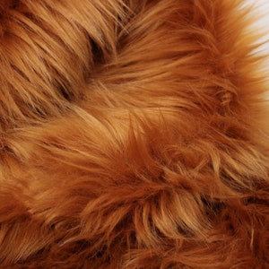 AMBER BROWN Faux Fur by Trendy Luxe, 2 Shaggy Long Pile Faux Fur Fabric, Vegan Animal Fur, DIY Craft Costume Fursuit Material image 2