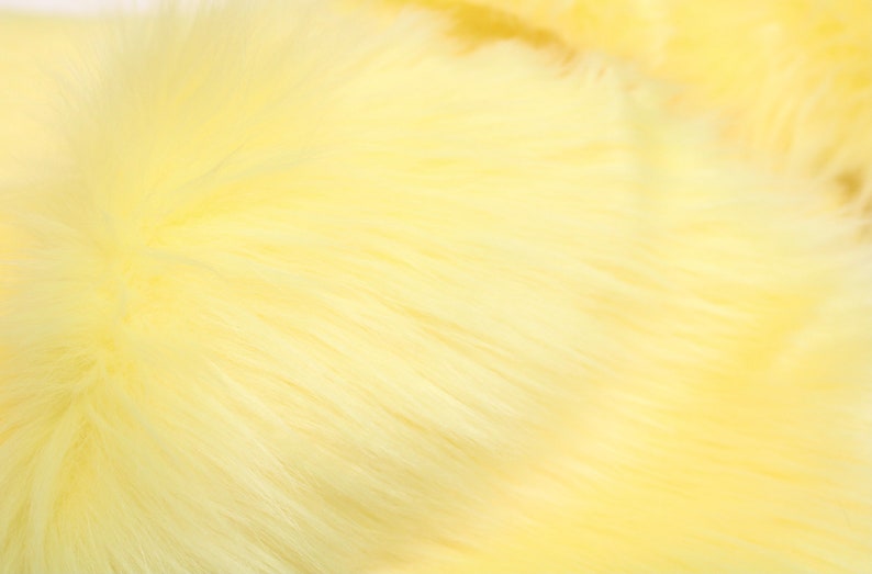 PASTEL YELLOW Faux Fur by Trendy Luxe, 2 Pile Faux Fur, Imitation Vegan Animal Fur, Shaggy Fur Fabric, Photo Prop Poms DIY Material image 2