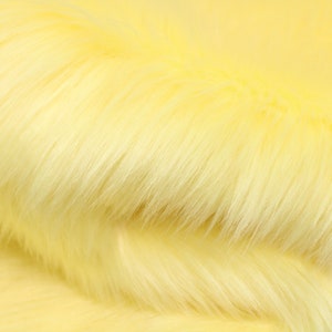 PASTEL YELLOW Faux Fur by Trendy Luxe, 2" Pile Faux Fur, Imitation Vegan Animal Fur, Shaggy Fur Fabric, Photo Prop Poms DIY Material