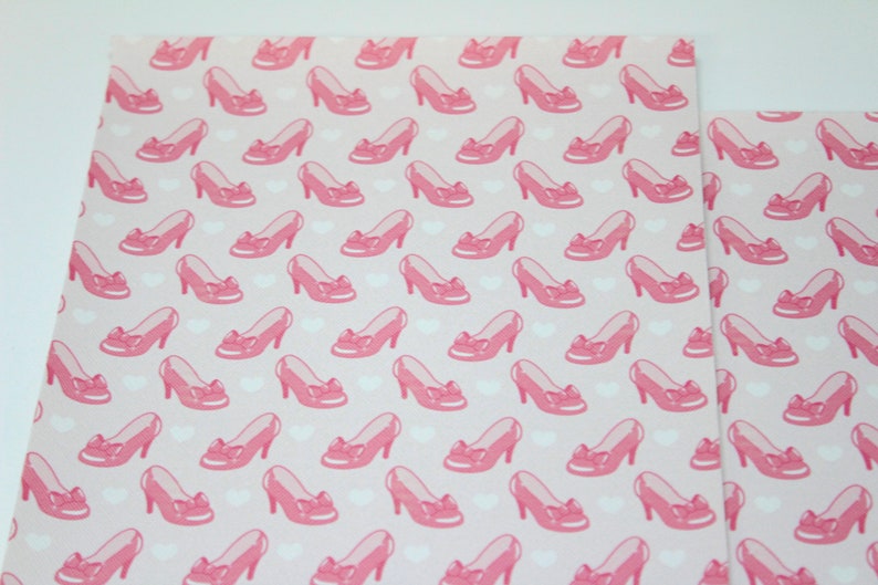 Princess Baby Girl Leather Fabric Sheet CLOSEOUT: PINK HEELS Faux Leather Sheets Leather for Hair Bows /& Earrings Pink Love heart