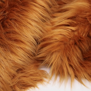 AMBER BROWN Faux Fur by Trendy Luxe, 2 Shaggy Long Pile Faux Fur Fabric, Vegan Animal Fur, DIY Craft Costume Fursuit Material image 1