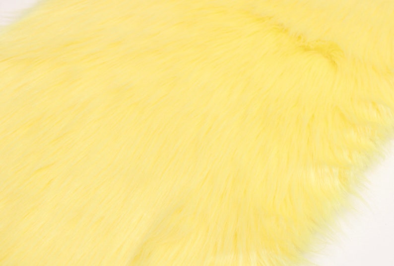 PASTEL YELLOW Faux Fur by Trendy Luxe, 2 Pile Faux Fur, Imitation Vegan Animal Fur, Shaggy Fur Fabric, Photo Prop Poms DIY Material image 5