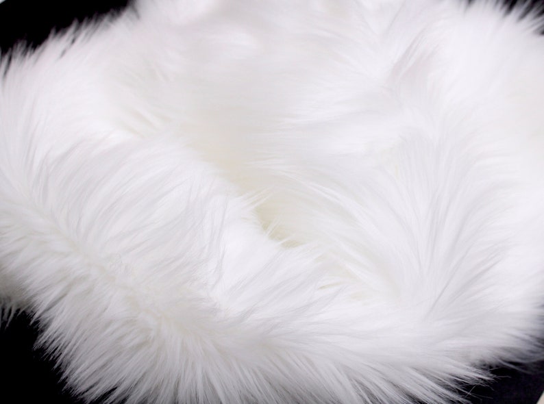 WHITE Faux Fur by Trendy Luxe, 2 Long Pile Faux Fur, Pre-Cut & By the Yard Long Shaggy Fabric, Fursuit Pillow Prop DIY Supplies image 1