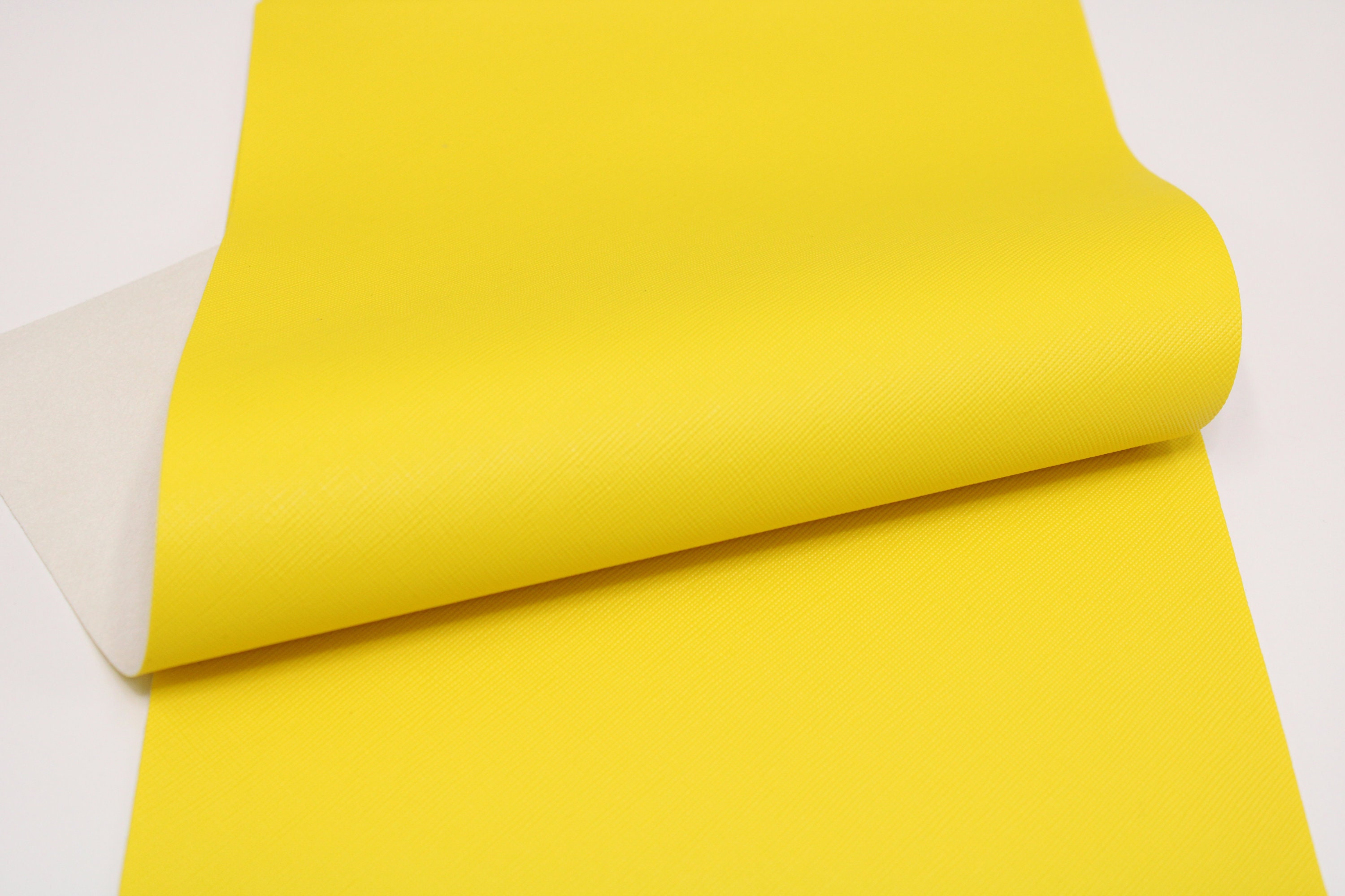 YELLOW SAFFIANO Faux Leather Sheets, Cross Grain Leather Texture Fabr…