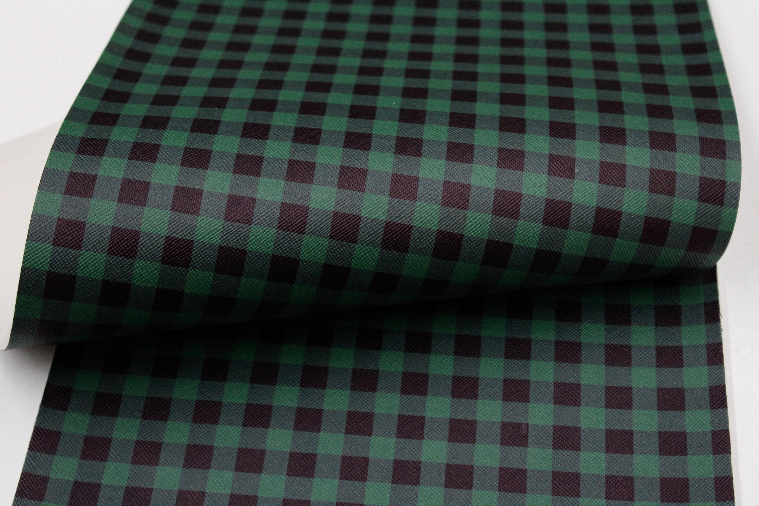 PLAID - Dark Green & Black Buffalo Plaid Faux Leather, Buffalo Plaid …