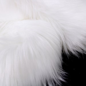WHITE Faux Fur by Trendy Luxe, 2 Long Pile Faux Fur, Pre-Cut & By the Yard Long Shaggy Fabric, Fursuit Pillow Prop DIY Supplies image 2