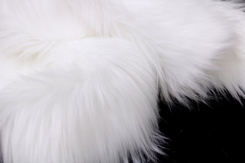 WHITE Faux Fur by Trendy Luxe, 2 Long Pile Faux Fur, Pre-Cut & By the Yard Long Shaggy Fabric, Fursuit Pillow Prop DIY Supplies image 2