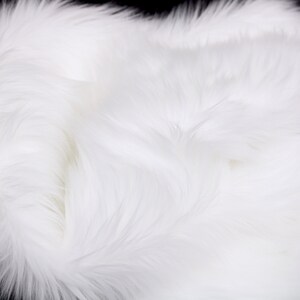 WHITE Faux Fur by Trendy Luxe, 2 Long Pile Faux Fur, Pre-Cut & By the Yard Long Shaggy Fabric, Fursuit Pillow Prop DIY Supplies image 4