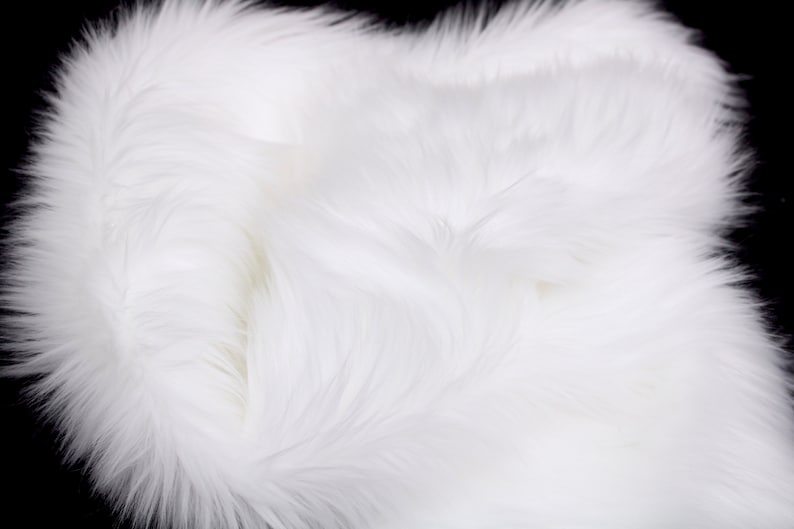 WHITE Faux Fur by Trendy Luxe, 2 Long Pile Faux Fur, Pre-Cut & By the Yard Long Shaggy Fabric, Fursuit Pillow Prop DIY Supplies image 4