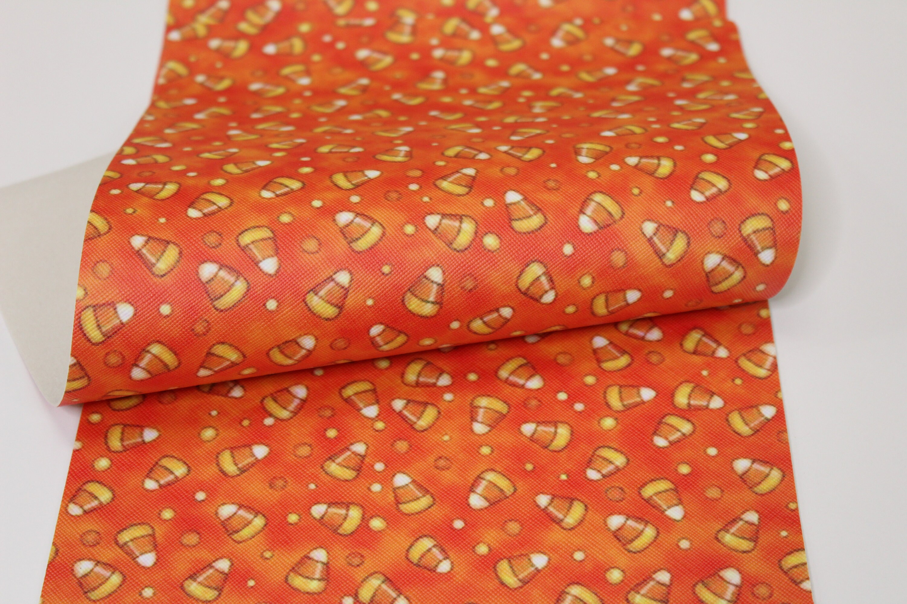 ORANGE CANDY CORN - Faux Leather Sheets, Halloween Candy Corn Faux Fa…