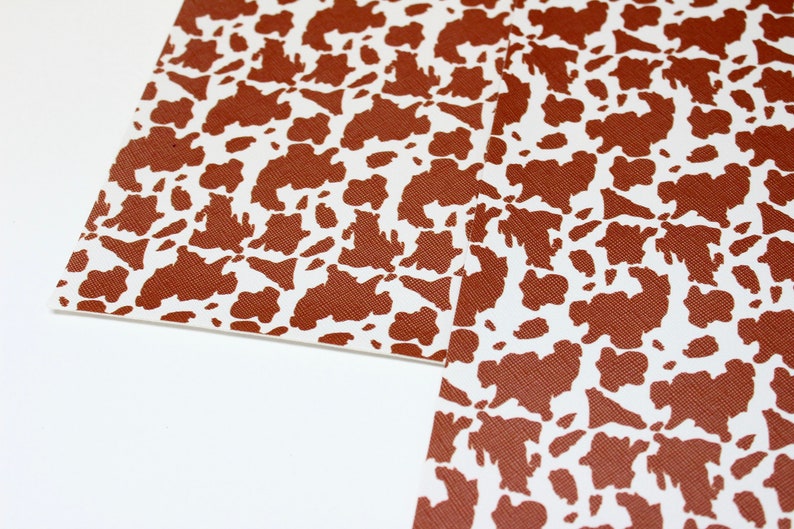 BROWN COW PRINT Faux Leather Sheets Animal Print Design Etsy