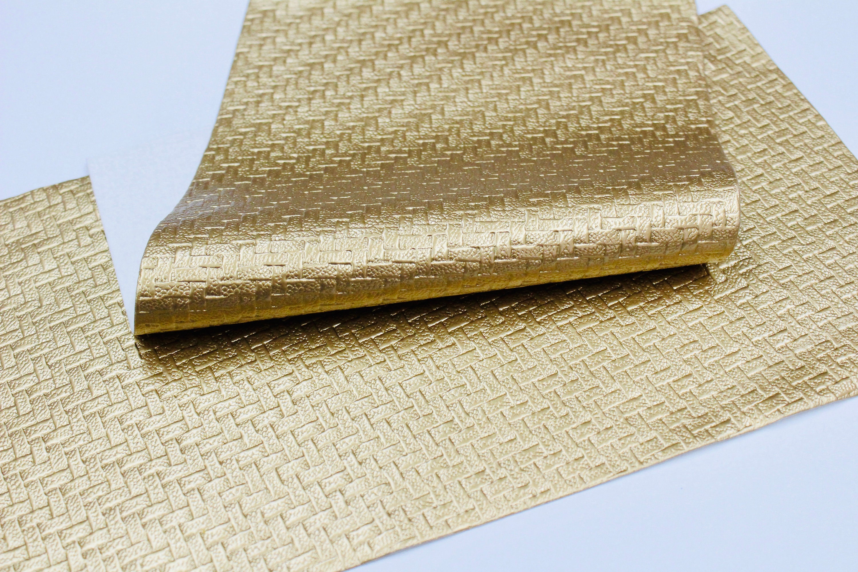 CLOSEOUT SMALL GOLD Basket Weave Faux Leather Weave Embossed Etsy
