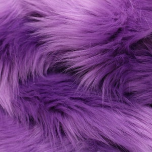 PURPLE LILAC Faux Fur by Trendy Luxe, 2" Long Shaggy Fur, Vegan Animal Fur, DIY Craft Supplies for Photo Prop Fursuit Pillow Gnomes