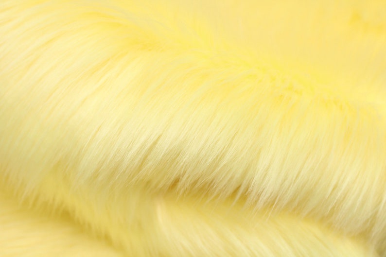 PASTEL YELLOW Faux Fur by Trendy Luxe, 2 Pile Faux Fur, Imitation Vegan Animal Fur, Shaggy Fur Fabric, Photo Prop Poms DIY Material image 4