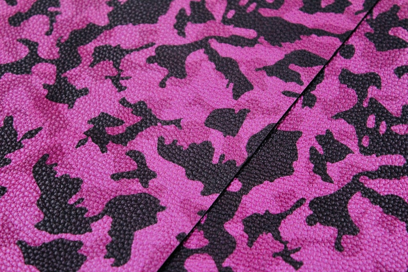 Metallic Pink Camo Design Fabric Pink /& Black Colored Camo Leather Faux Leather Fabric METALLIC PINK CAMO Camo Faux Leather Sheets