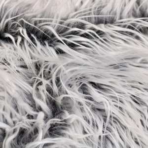 FROSTED GRAY Faux Fur by Trendy Luxe, 2" Long Pile Fur Fabric, Shaggy Long Pile Animal Faux Fur, Fursuit & Gnome Supplies