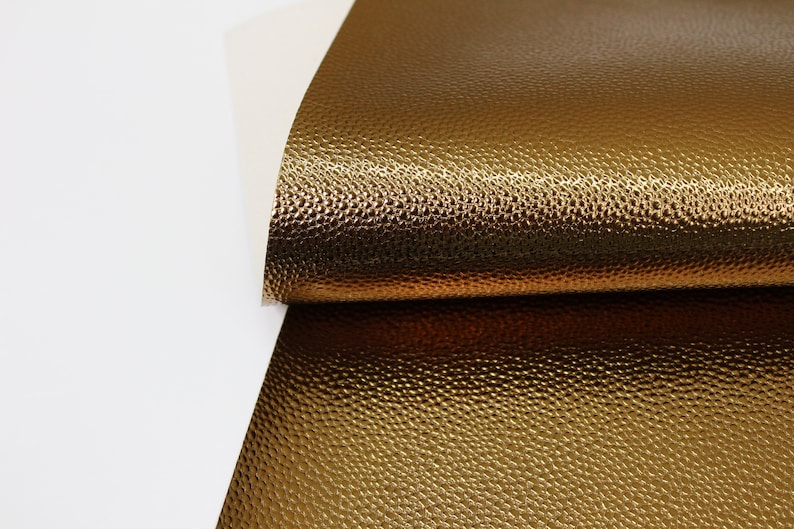 METALLIC DARK GOLD Faux Leather Sheets Leather for Earrings A73 Craft Supplies Gold Glossy Pebble Texture Leather Fabric Sheet