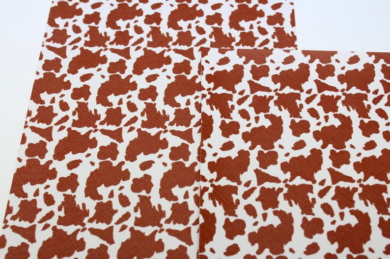 BROWN COW PRINT Faux Leather Sheets Animal Print Design Etsy