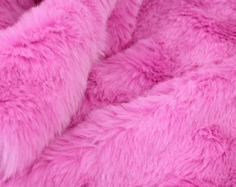 LUXURY SHORT PINK Faux Fur by Trendy Luxe, 1" Short Pile Faux Fur, Pre-Cut Fur Fabric, Fursuit Pillow Photo Prop Gnome Supplies