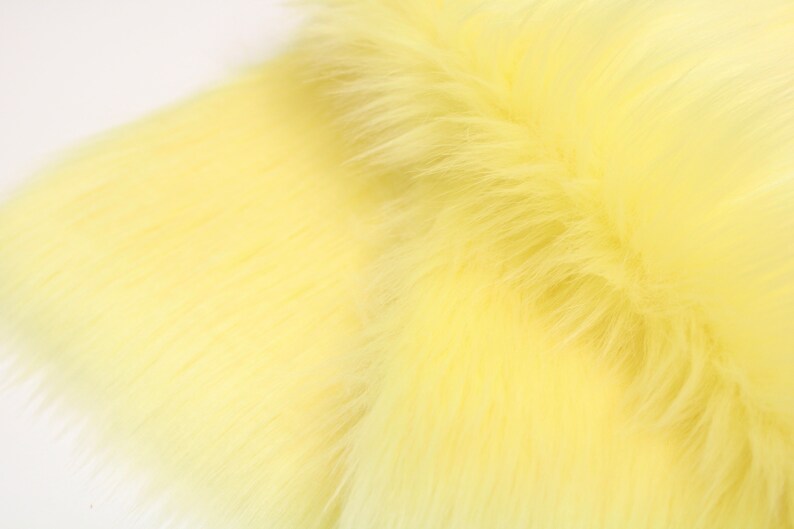 PASTEL YELLOW Faux Fur by Trendy Luxe, 2 Pile Faux Fur, Imitation Vegan Animal Fur, Shaggy Fur Fabric, Photo Prop Poms DIY Material image 3