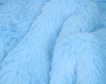 LUXURY SHORT Baby Blue Faux Fur by Trendy Luxe, 1" Short Pile Faux Fur, Pre-Cut Fur Fabric, Fursuit Pillow Photo Prop Gnome Supplies