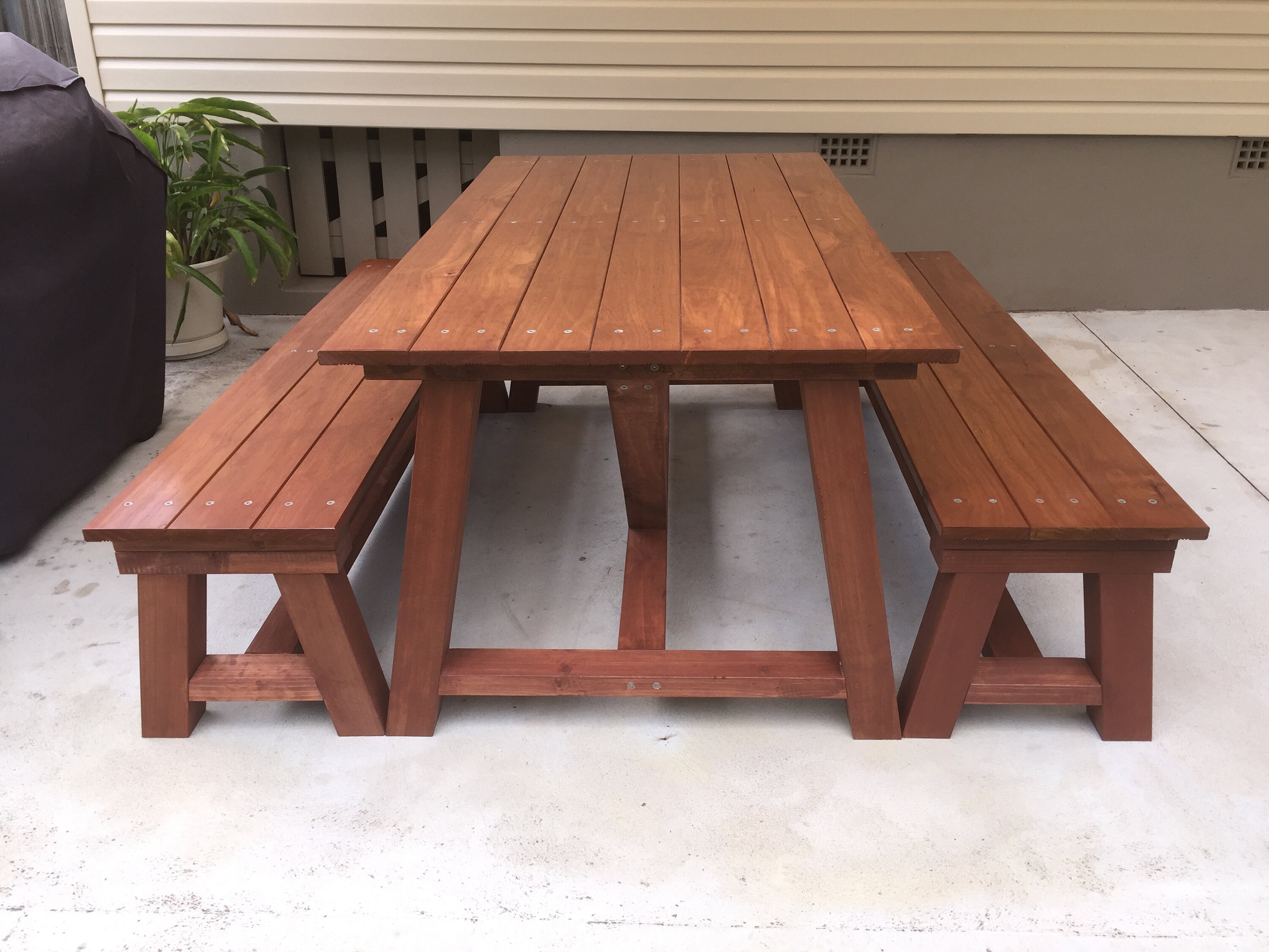 Handmade Timber Outdoor Setting Dining Table With Bench Etsy