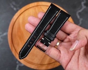 Black Saffiano watch strap custom handmade watch band 16mm 17mm 18mm 19mm 20mm 21mm 22mm 23mm 24mm 26mm 28mm