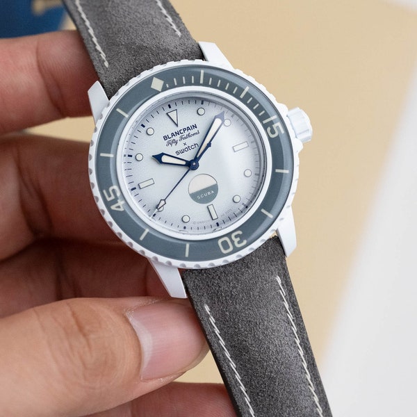 grey suede strap for blancpain x swatch