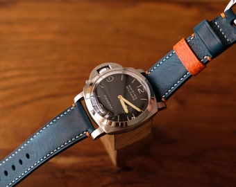 Ortensia blue watch strap , custom watch strap , handmade watch strap 12mm 14mm 16mm 18mm 20mm 22mm 24mm 26mm (panerai , breitling, omega)