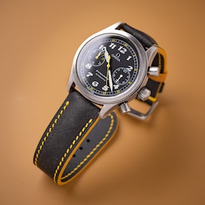 Black leather watch strap , handmade custom vintage watch strap 14mm 16mm 18mm 20mm 21mm 22mm 23mm 24mm 26mm (Seventhcreation Lo series)