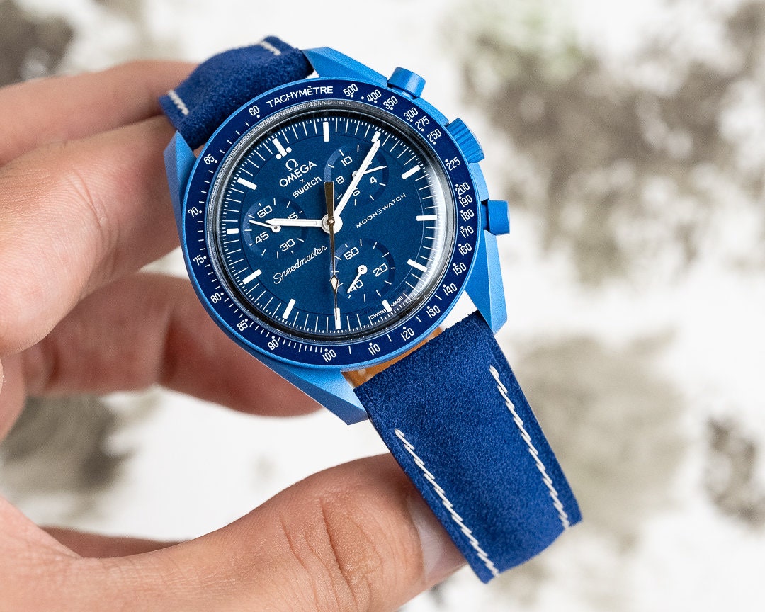 Royal Blue Suede Strap for Moonswatch Neptune Etsy Canada