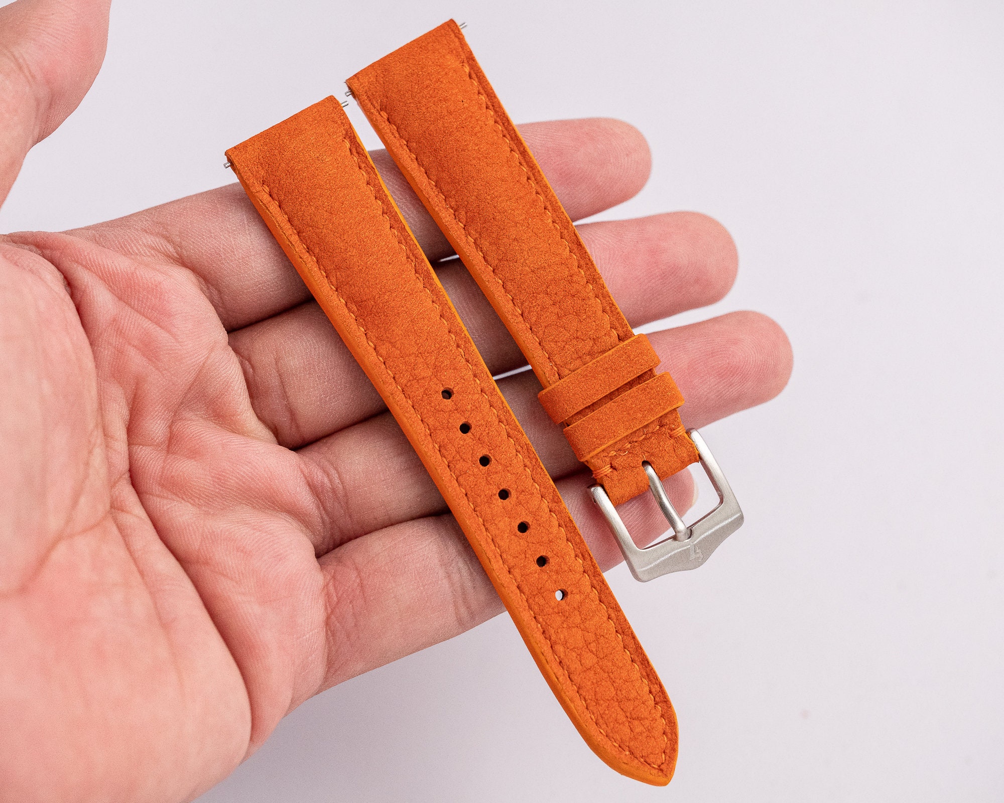 ムーンウォッチ ジュピター用オレンジヌバック製ミネルバストラップ