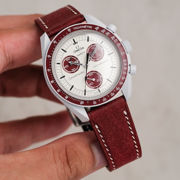Bordeaux LO strap for moonswatch pluto