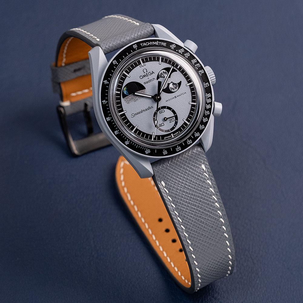 Grey Saffiano Strap for Moonswatch Earth Phase - Etsy